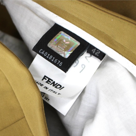 Fendi Belted Cotton Crepe Yellow Chartreuse Wide Leg Trousers 42 Pantalone M - Picture 8 of 8